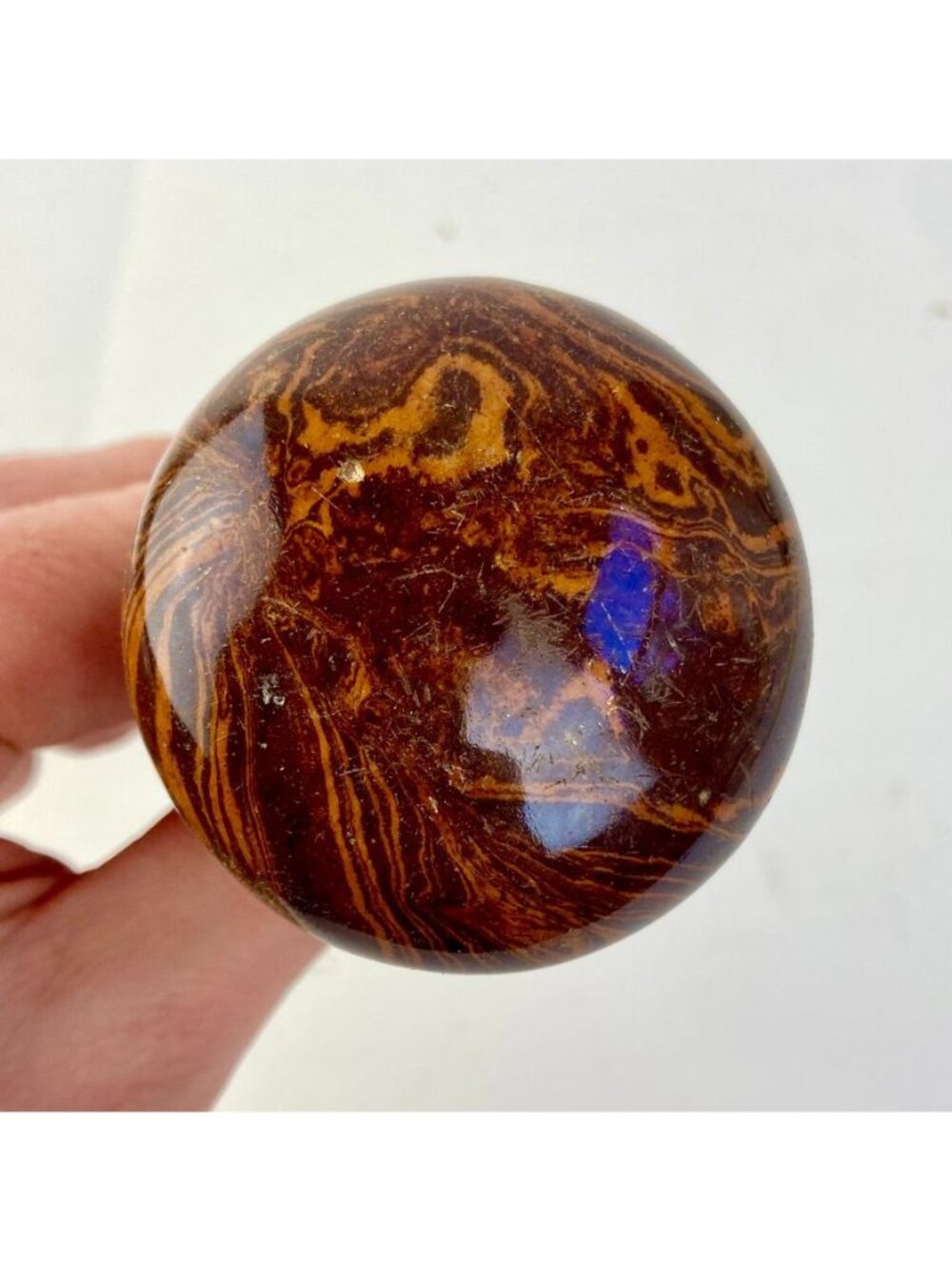 Antique Marbled Brown Swirl Door Knob Tiger Eye Marble w/ Shaft - Picture 2 of 6